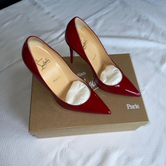 Christian Louboutin Kate Red Patent 100 mm Heels, Size 37 - Picture 3 of 14